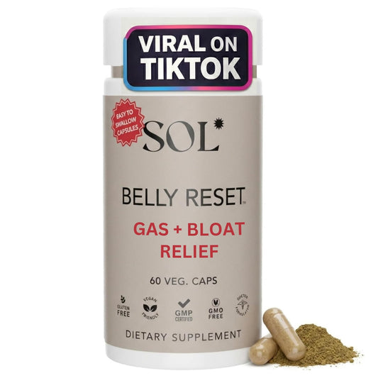 Sol Nutrition Complete Belly Reset - Gut Cleanse Detox for Men & Women - 60 Easy to Swallow Capsules - Herbal, Vegan & Gluten Free Gut Reset