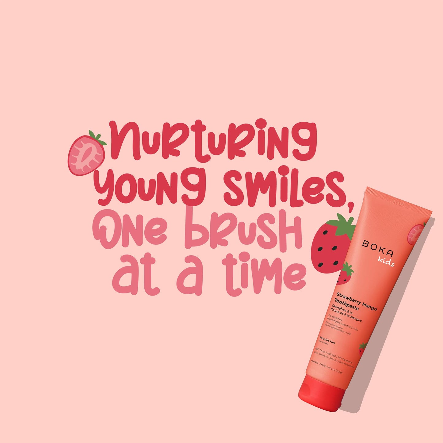 Boka Fluoride Free Toothpaste Nano Hydroxyapatite Toothpaste - Strawberry Mango Flavor, 4 oz 1Pk