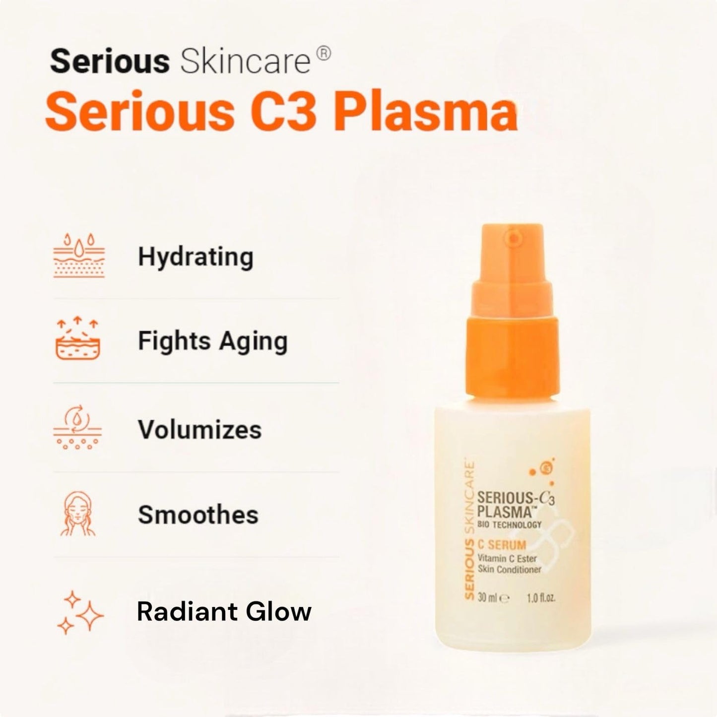 Serious Skincare Vitamin C Serum for Face, Anti-Aging Face Serum with Collagen, Vitamin E, Hydrating Skin Care for Brightening, Improve Appearance of Dark Spots