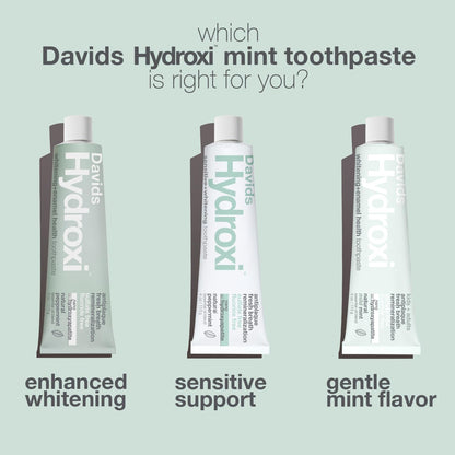 Davids Hydroxi Fluoride Free Nano Hydroxyapatite Toothpaste for Remineralizing, Sensitive Support, Whitening, Antiplaque, SLS Free,
