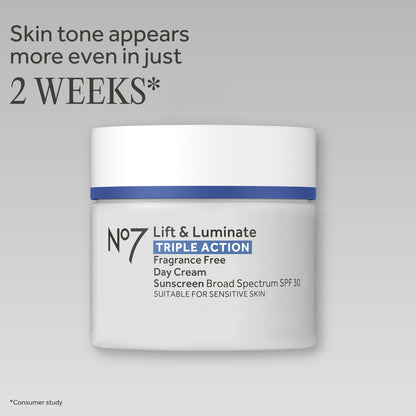 No7 Lift & Luminate Triple Action Face Cream - Fragrance Free Face Moisturizer with SPF 30 - Formulated with Anti Aging Collagen