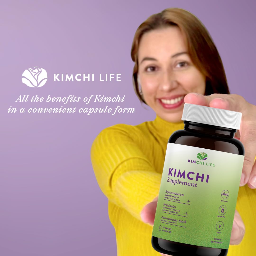 Kimchi Life – Daily Capsules of Premium Fermented Kimchi - Vegan & Natural Nutritional Supplement - Probiotics for Gut Health & Immune Support