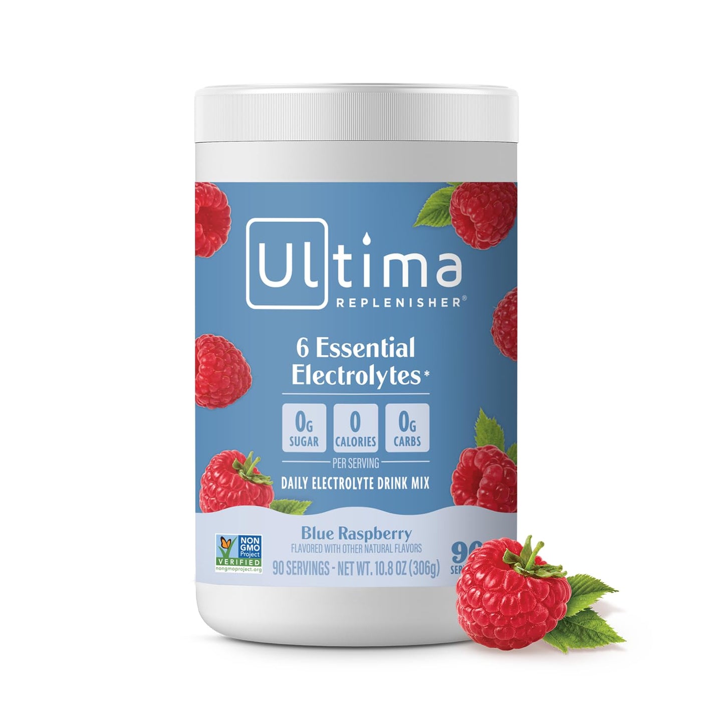 Ultima Replenisher Daily Electrolyte Powder Drink Mix – Sugar Free – Blue Raspberry, 90 Servings – Hydration Powder with 6 Electrolytes and Minerals