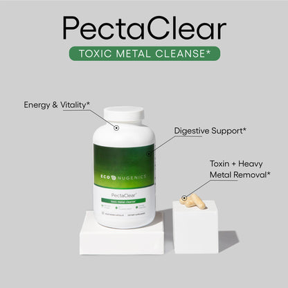 EcoNugenics PectaClear Detox Supplement for Toxic Metal Cleanse – Naturally & Safely Eliminates Toxins for Gut, Liver & Kidney Detox & Repair – Helps with Energy