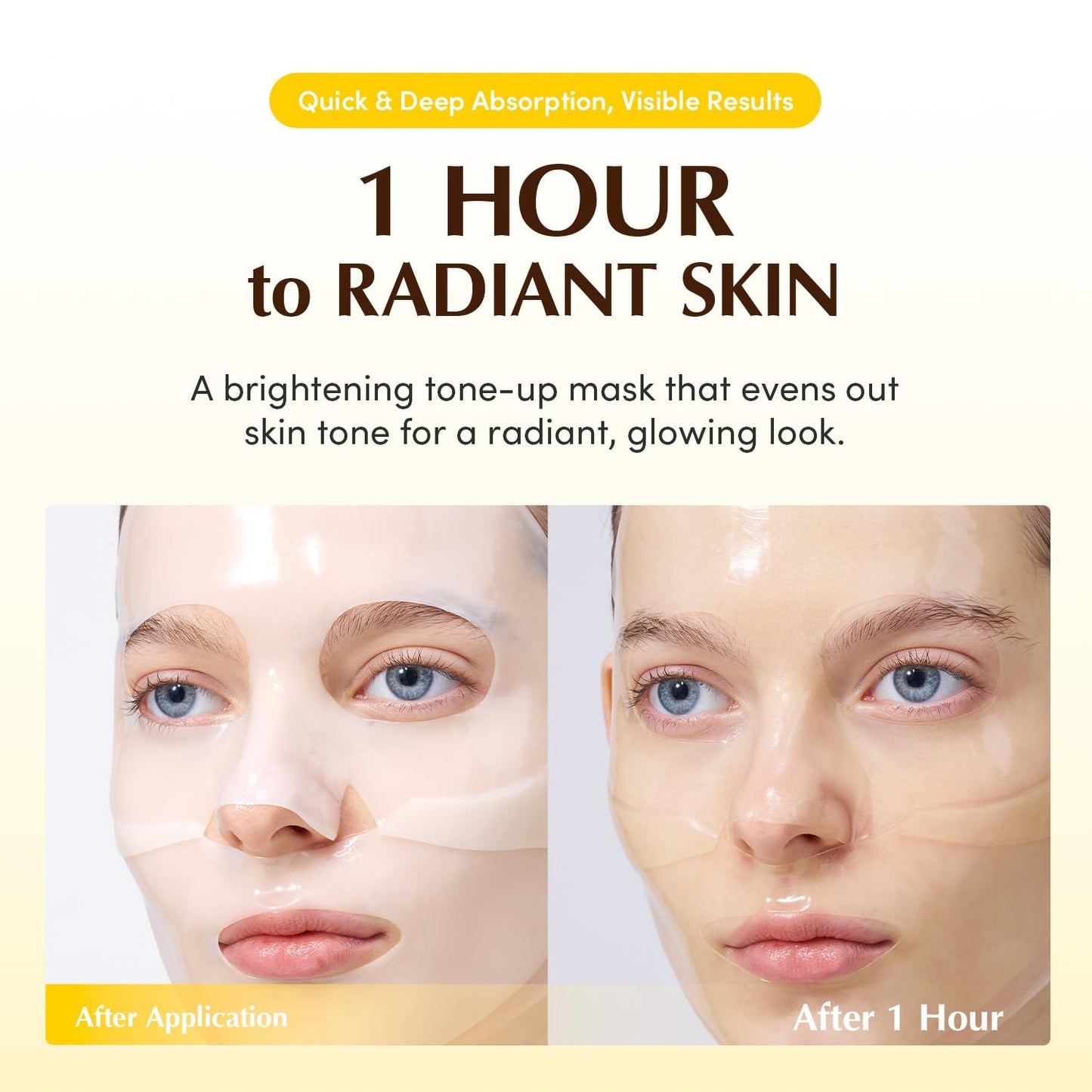 EQQUALBERRY Collagen Glow Up Mask - Niacinamide & Low Molecular Collagen for Brightening and Radiance Boosting | Korean Collagen Face Mask