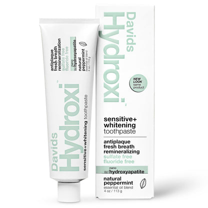 Davids Hydroxi Fluoride Free Nano Hydroxyapatite Toothpaste for Remineralizing, Sensitive Support, Whitening, Antiplaque, SLS Free,