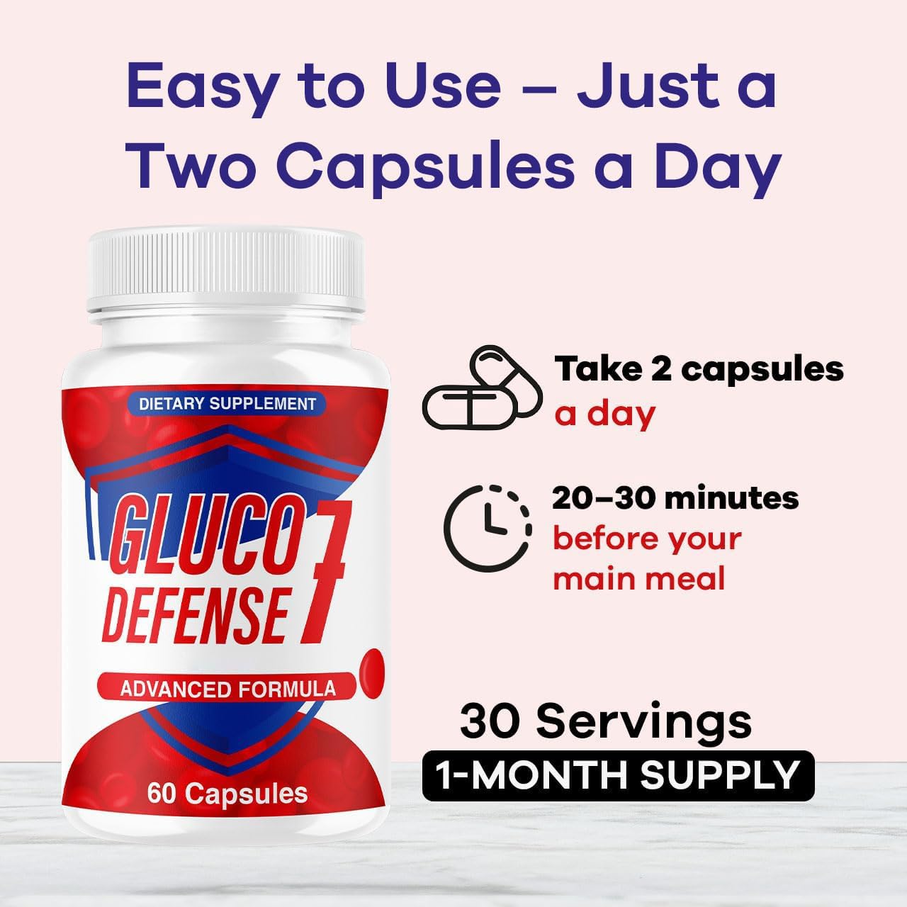 (5 Pack) GlucoDefense 7 Capsules - Official GlucoDefense Seven Blood Health Support Advanced Formula Supplement, Natural GlucoDefender 7 for Overall Health