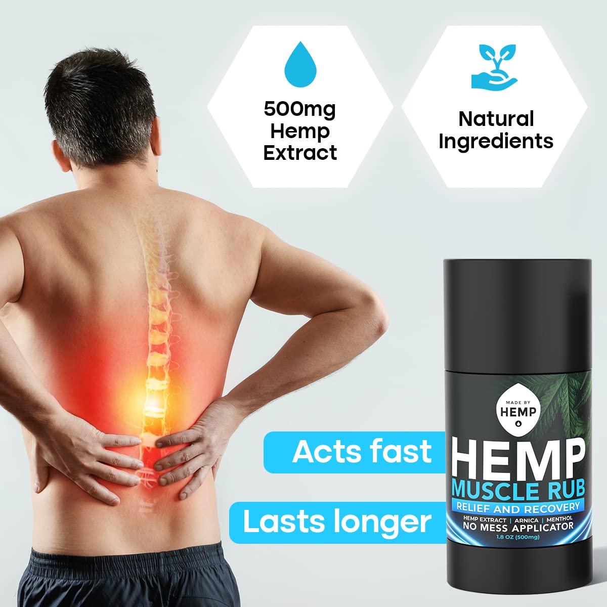 Hemp Roll On Post Workout Muscle Relief Stick for Muscles and Joints Natural Blend with Arnica, Menthol, Ginger Non Greasy Balm Cooling Soothing Support Formula Made by Hemp 1.8oz MADE BY HEMP Co.Buy Supplements Australia
