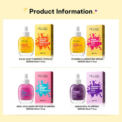 Face Serum with Niacinamide 4% | Vitamin C, Bakuchiol, NAD+ Collagen Peptide, Kojic Acid Turmeric Options | Korean Skincare for Brightening, Anti-Aging & Hydrating