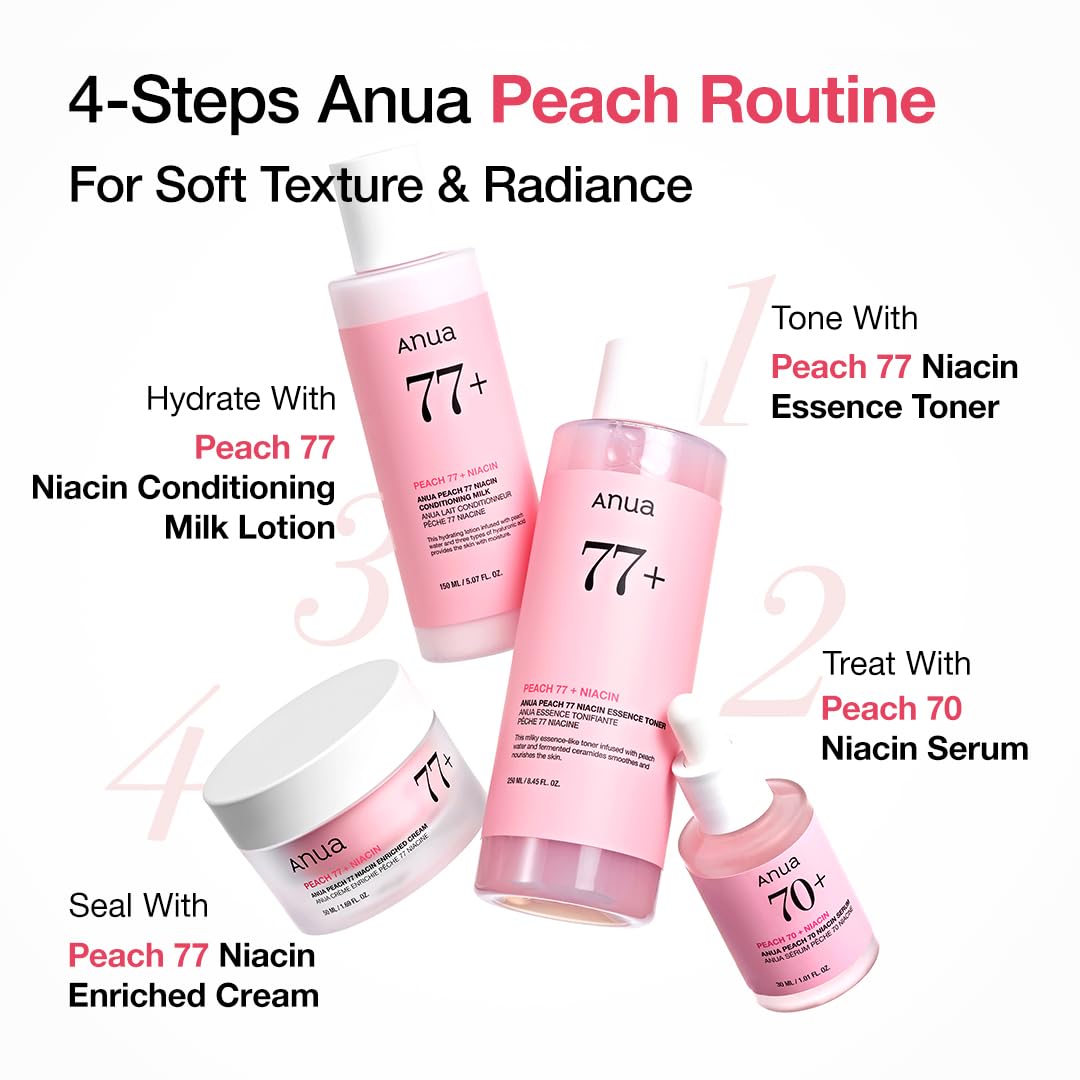 Anua Peach 77 Niacin Essence Toner, Gentle Exfoliating & Radiant Facial Essence, Hydrating & Soothing Toner, Niacinamide, Ceramide, Panthenol