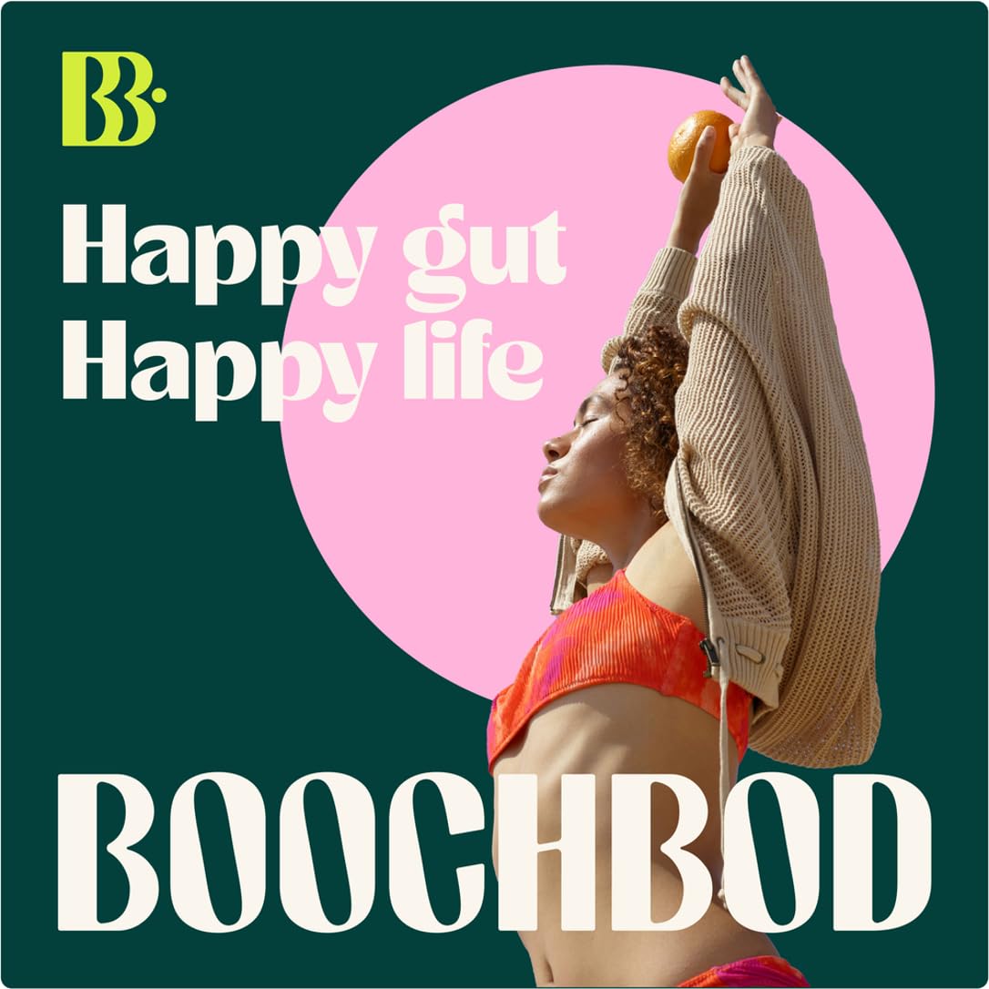 BoochBod - Probiotic Kombucha Gummy - Prebiotics, Probiotics, Postbiotics, Fiber Supplement, Slippery Elm, Dandelion Root, for Bloating, Gut Health