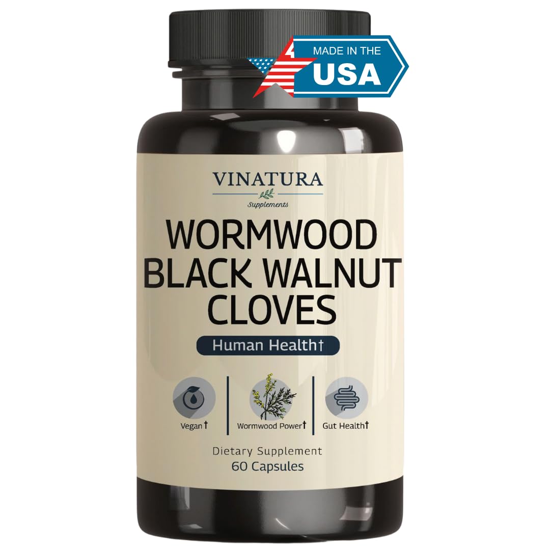 VINATURA Wormwood Black Walnut Clove Capsules - Cleanse, Detox, Intestinal Guard Formula Supplement for Humans, with Wormwood herb