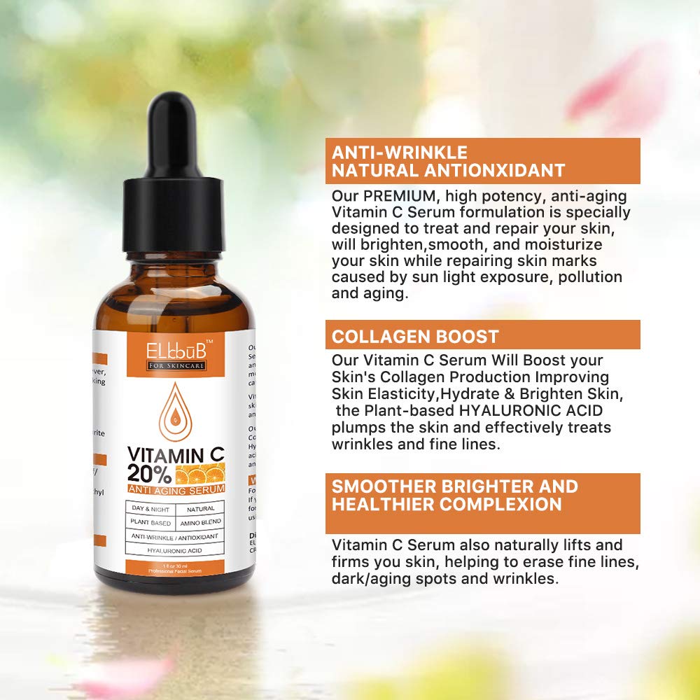 Premium 20% Vitamin C Serum For Face - (3PACK) with Hyaluronic Acid, Retinol & Amino Acids - Boost Skin Collagen,Hydrate & Plump Skin