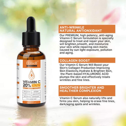 Premium 20% Vitamin C Serum For Face - (3PACK) with Hyaluronic Acid, Retinol & Amino Acids - Boost Skin Collagen,Hydrate & Plump Skin