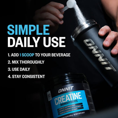 ONNIT Creatine Monohydrate Powder – Unflavored, 90-Serving Value Size – Supports Strength, Lean Muscle, and Brain Energy† – Keto Friendly