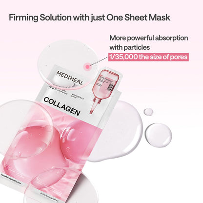 MEDIHEAL Essential Face Mask [Skin Firming] 10 pcs. for Plumping Hydration, Glass Skin & Skin Nourishment - Travel Essentials, Korean Beauty Sheet Mask