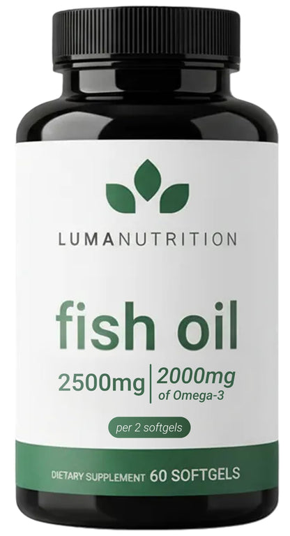 Luma Nutrition Omega 3 Fish Oil Supplement - Extra Strength 2500mg Per Serving - 2000mg EPA & DHA Per Serving