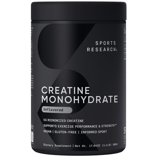 Sports Research Creatine Monohydrate - Gain Lean Muscle, Improve Performance and Strength and Support Workout Recovery* - 5 g Micronized Creatine - 17.64 oz Sports Research buy supplements Au