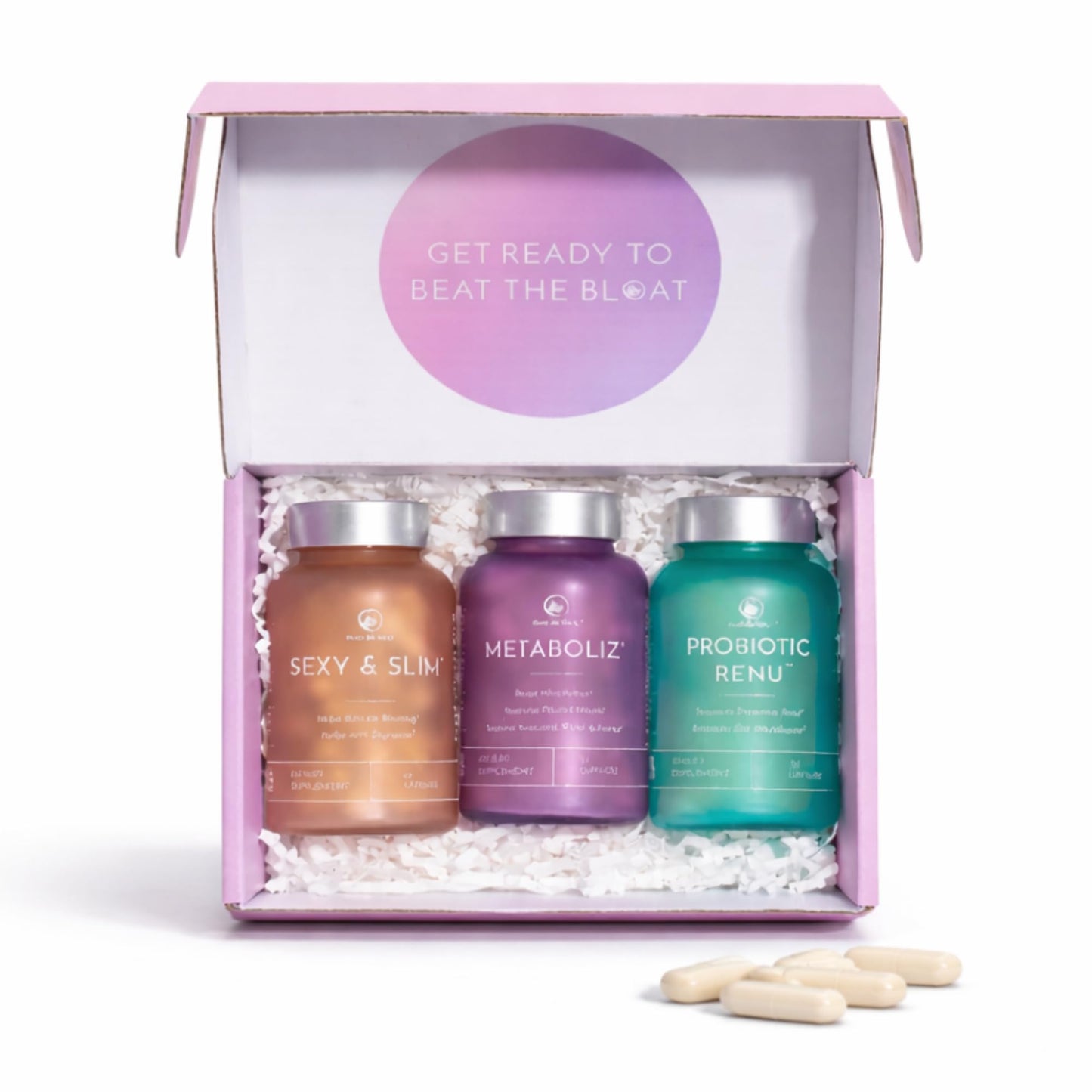 Bloat No More Sexy & Trim Wellness Kit for Women – 3-in-1 Gut Health, Metabolism & Bloating Relief Bundle – Probiotic, Thyroid Support