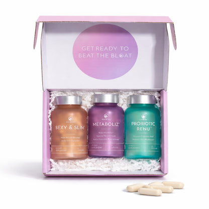 Bloat No More Sexy & Trim Wellness Kit for Women – 3-in-1 Gut Health, Metabolism & Bloating Relief Bundle – Probiotic, Thyroid Support