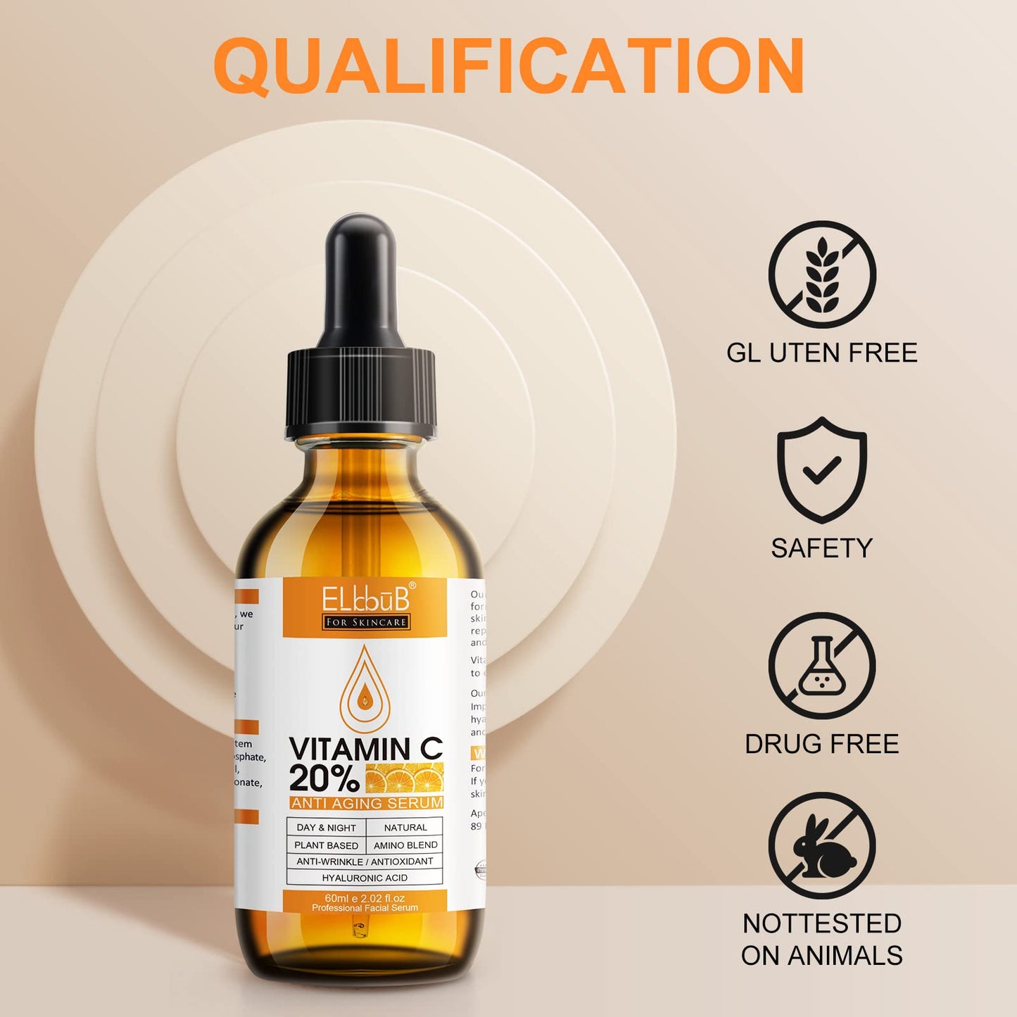 Premium 20% Vitamin C Serum For Face with Hyaluronic Acid, Retinol & Amino Acids - Boost Skin Collagen,Hydrate & Plump Skin,