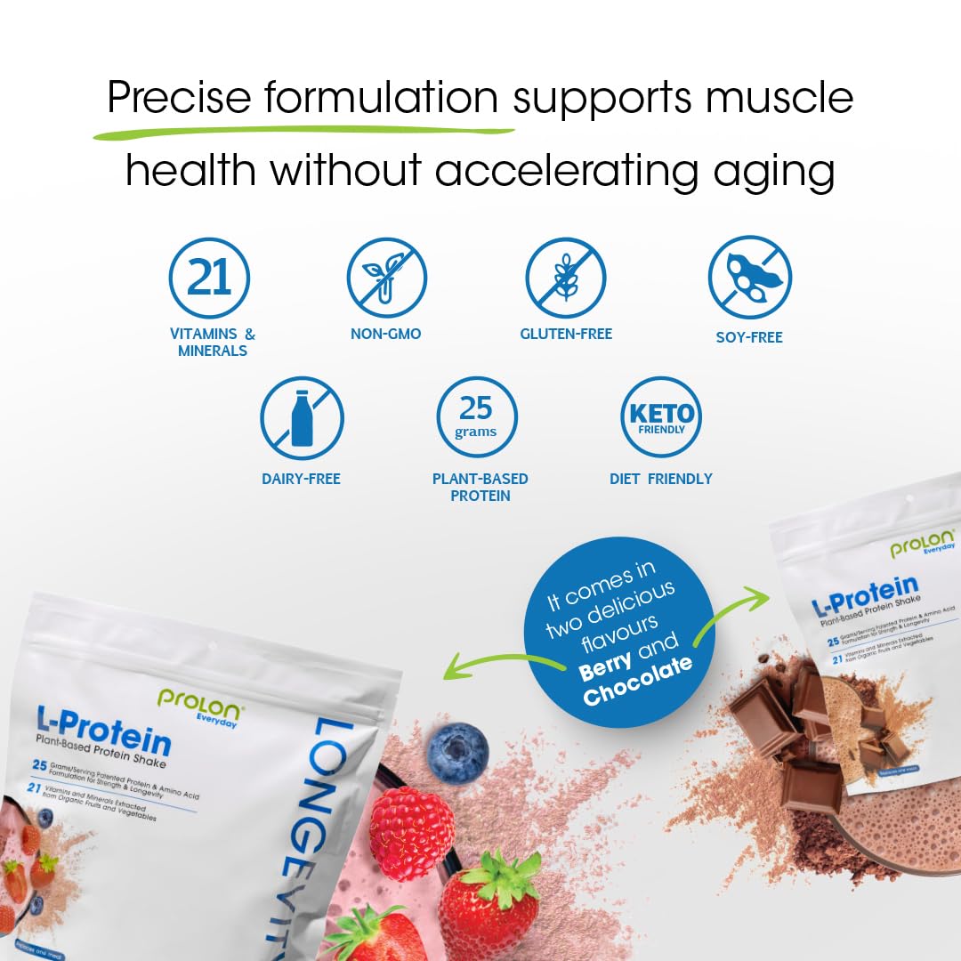 Prolon Longevity Plant Based Protein Powder | Muscle Synthesis & Repair, Healthy Aging, Boost Performance | Vitamins, Gluten Free, Amino Acids, Antioxidants