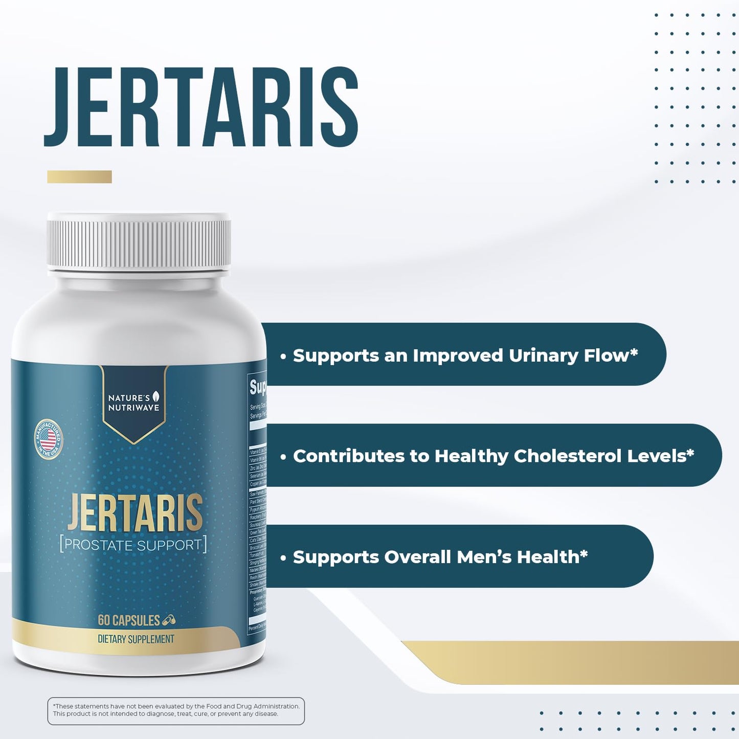 Nature’s NutriWave Jertaris – Daily Botanical & Nutrient Supplement with Saw Palmetto, Pygeum, Nettle, Zinc & Mushroom Blend – Natural Non-GMO Formula