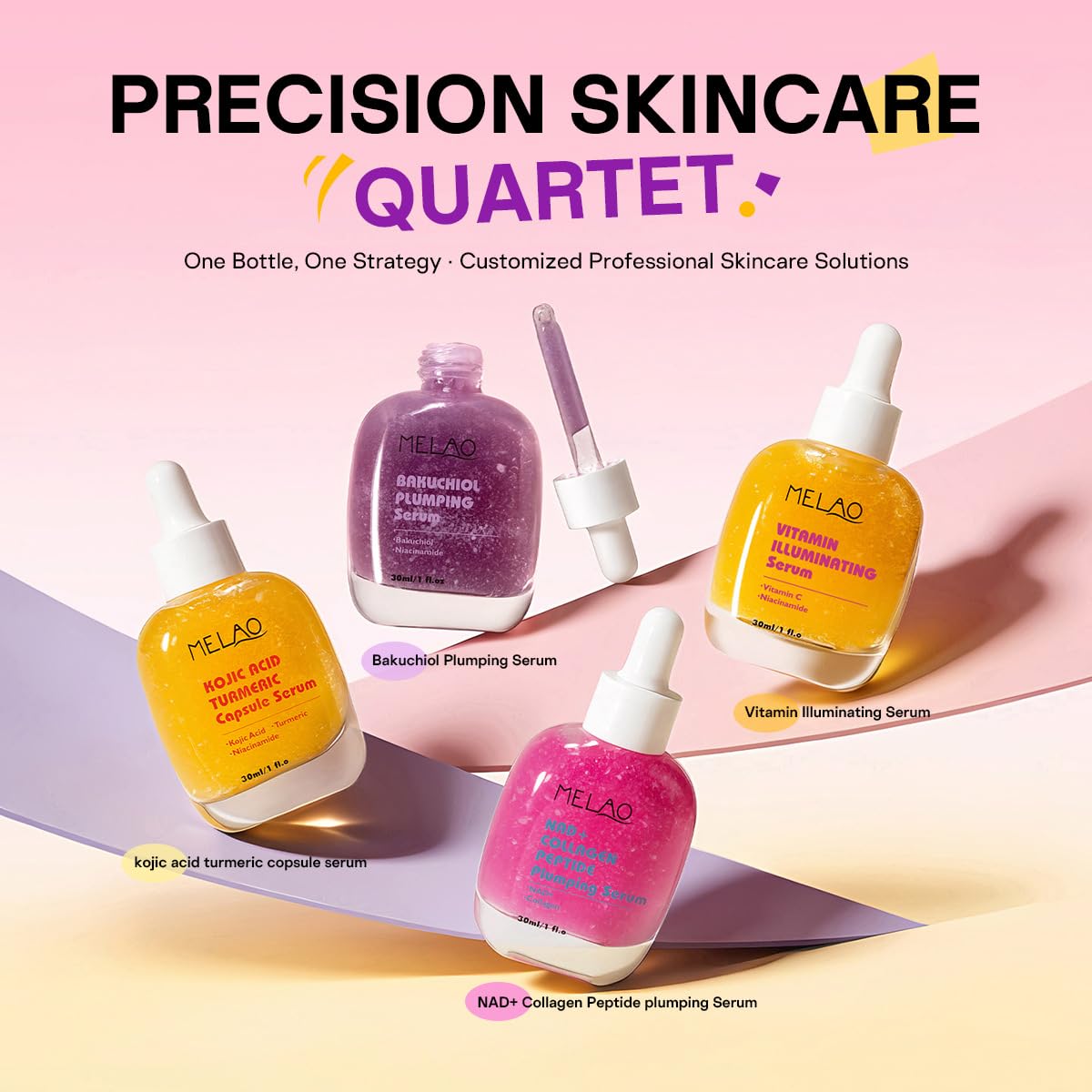 Face Serum with Niacinamide 4% | Vitamin C, Bakuchiol, NAD+ Collagen Peptide, Kojic Acid Turmeric Options | Korean Skincare for Brightening, Anti-Aging & Hydrating