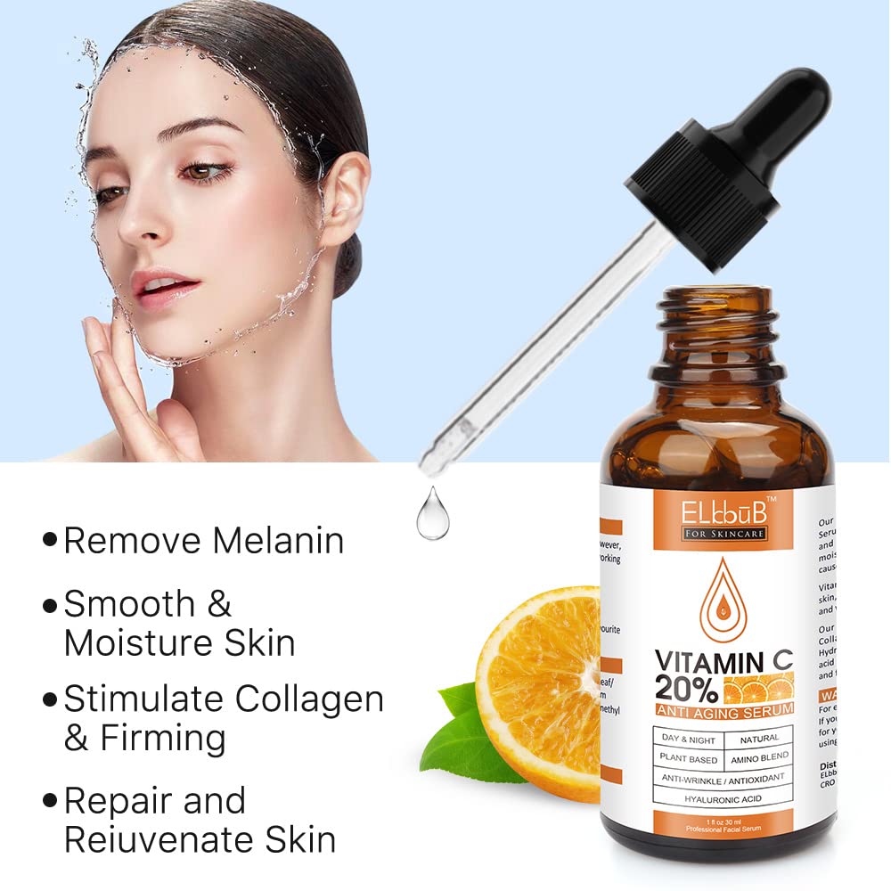 Premium 20% Vitamin C Serum For Face - (3PACK) with Hyaluronic Acid, Retinol & Amino Acids - Boost Skin Collagen,Hydrate & Plump Skin