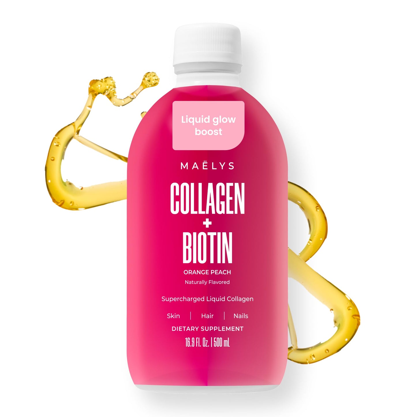 MAËLYS Collagen + BIOTIN Supercharged Liquid Collagen - Drinkable Hydrolyzed Type I & III Collagen Supplement with Biotin, Vitamin C, Zinc & Folic Acid