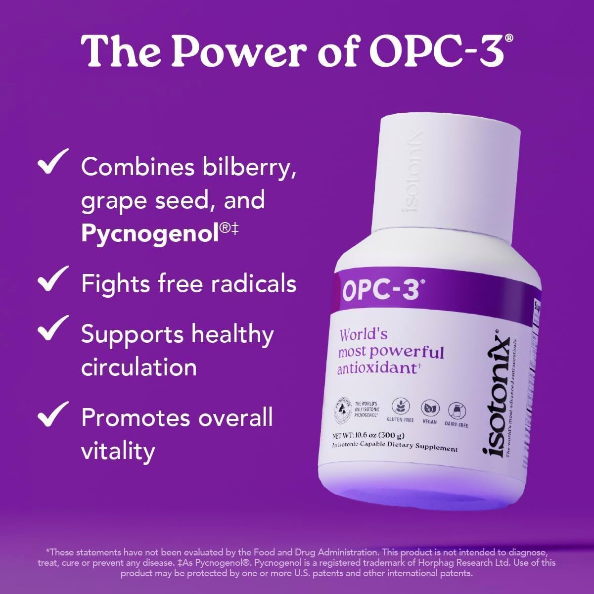 Isotonix OPC-3 Antioxidant Supplement - Pycnogenol, Grape Seed Extracts, Bilberry, Red Wine & Pine Bark Extracts - for Heart & Circulatory Support