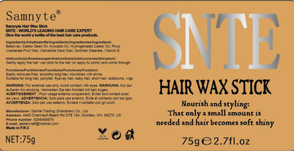 Samnyte Hair Wax Stick, Gel Tamer for Flyaways, Nourishing Slick Stick Pomade for Women & Kids, Slick Back & Styling Cream