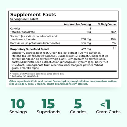 Superfood Tabs Detox Cleanse Drink - Fizzy Nutrition Supplement for Women and Men - Support Healthy Weight - Improve Digestive Health