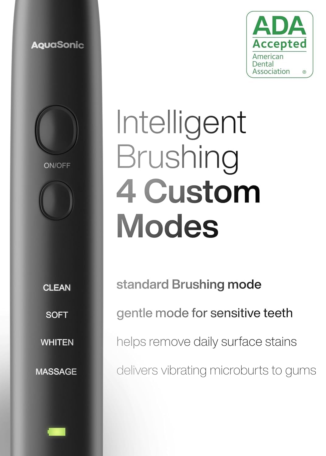 Aquasonic Black Series Ultra Whitening Toothbrush – ADA Accepted Electric Toothbrush- 8 Brush Heads & Travel Case – 40,000 VPM Electric Motor & Wireless