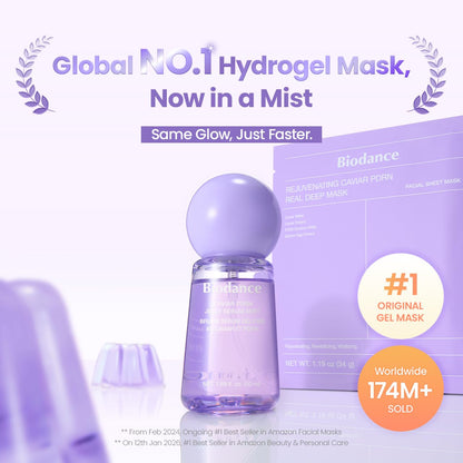 BIODANCE Caviar PDRN Jelly Serum Mist, Hydrating Face Mist, Revitalizing & Radiance Face Spray, Sprayable Hydrogel, Travel Essentials & Self Care Gifts
