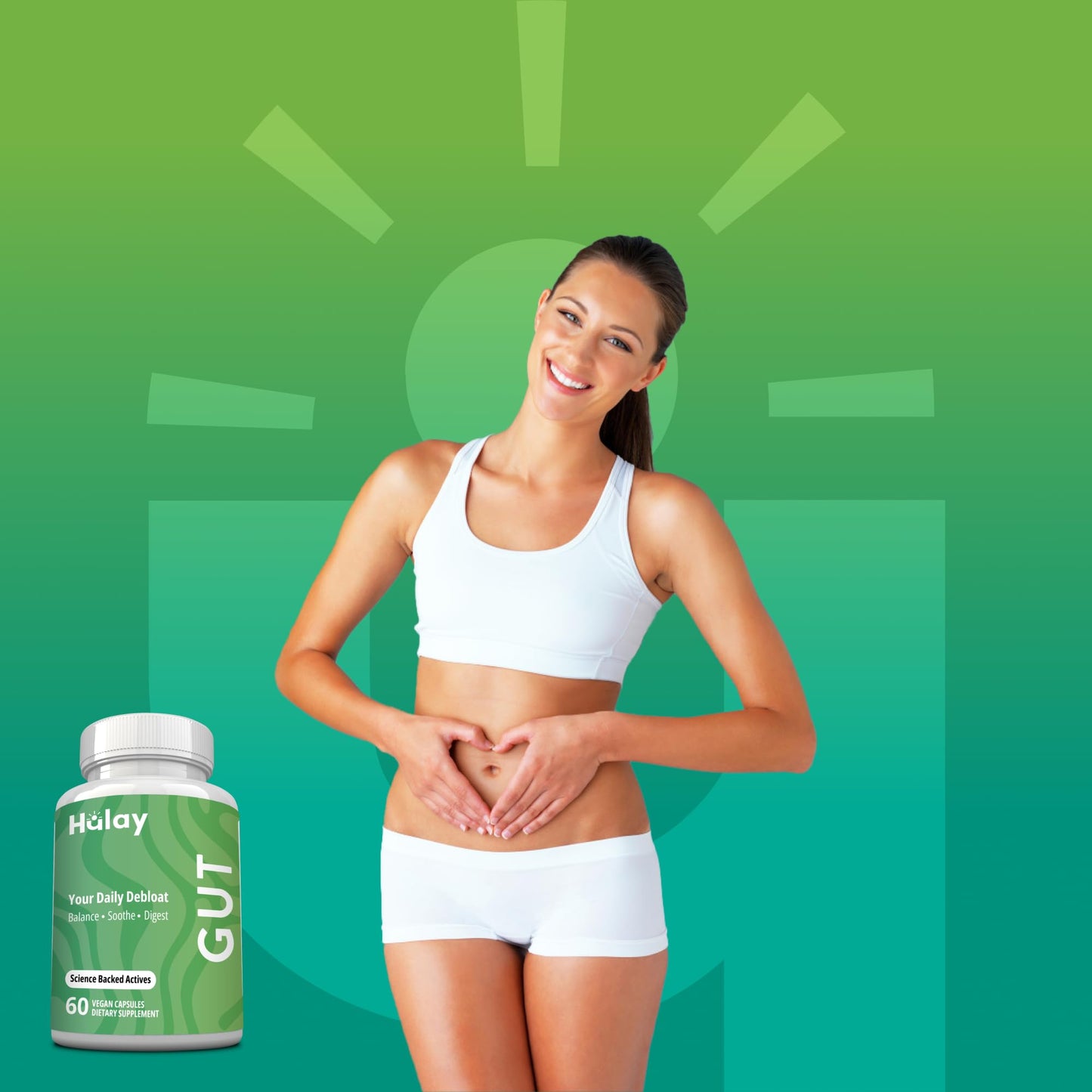 3-in-1 Gut Health Supplement - Debloat Pills - Gas and Bloating - Lactase, Protease, Amylase and Lipase Digestive Enzymes - Peppermint, Turmeric and Psyllium Husk Capsules
