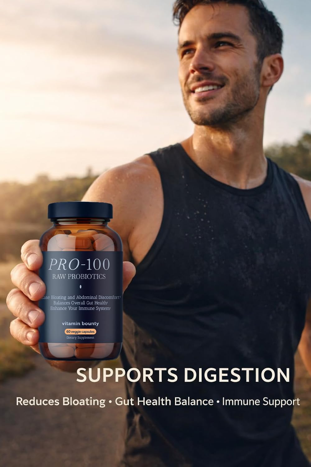 Vitamin Bounty Pro-100 Probiotic 100 Billion CFU - 13 Strains for Digestive Health & Immune Support - High Potency Probiotics for Women & Men
