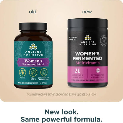 Ancient Nutrition Multivitamin for Women, Women's Fermented Multivitamin with Vitamin C, D, K, Zinc & Magnesium Ancient Nutrition