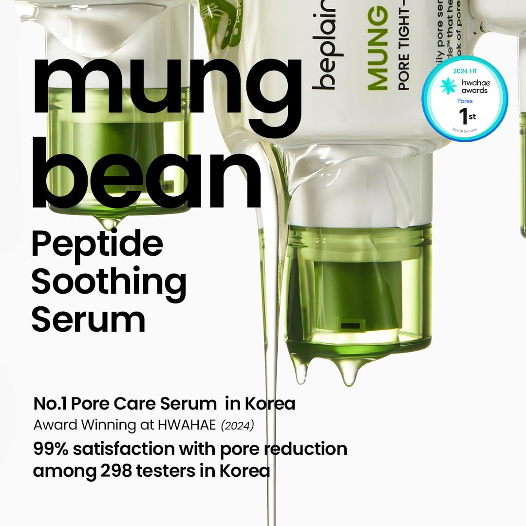beplain Mung Bean Peptide Soothing Serum | Niacinamide Serum for Instant Soothing & Hydration | Redness & Cooling Pore Care | Skin Elasticity Care