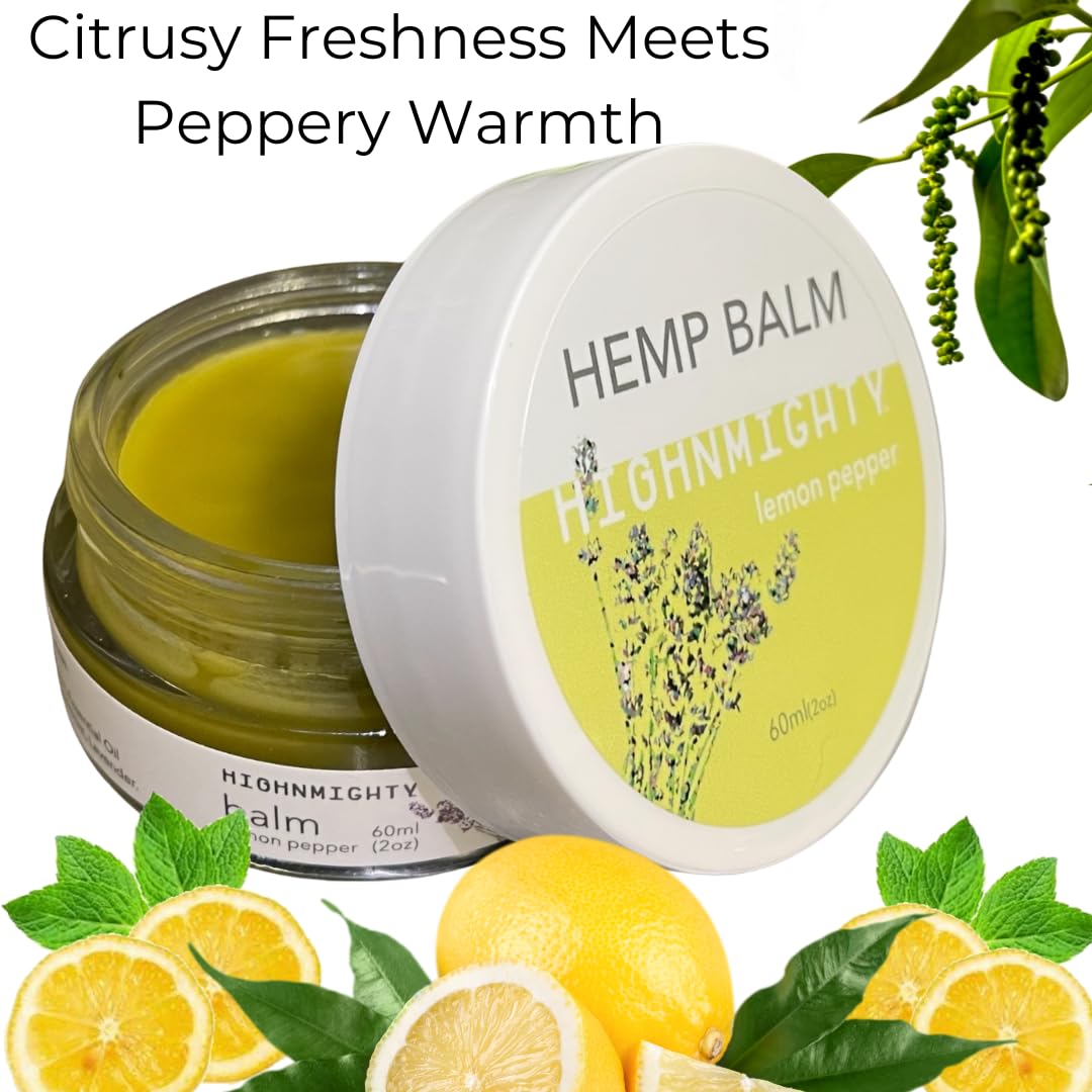 Highnmighty Maximum Strength Lemon Pepper Hemp Balm Salve | Daytime Relief, Relaxing, Natural, Fast-Acting Topical Cream for Muscle Joint Back Knee Shoulder Neck Elbow Hand Foot Relief, 60ml (2oz) HighnmightyBuy Supplements Australia