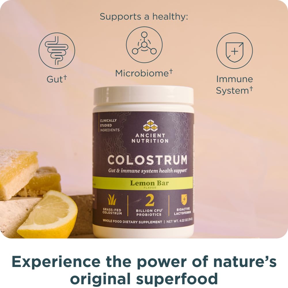 Ancient Nutrition Colostrum Superfood Powder, Grass Fed Bovine Colostrum, Supports Healthy Gut Microbiome and Immune System