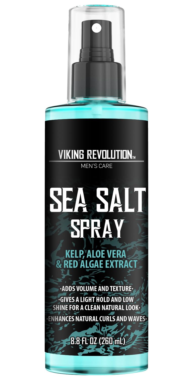 Viking Revolution Sea Salt Spray for Men - Hair Texturizing Spray with Kelp, Aloe Vera and Red Algae Extract - Surf Sprays to Add Volume