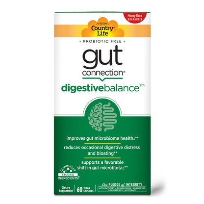 Country Life Gut Connection Digestive Balance – Prebiotic & Digestive Enzyme Supplement for Gut Health, Bloating Relief, and Improved Bowel Movements