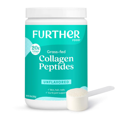 Further Food Unflavored Collagen Peptides Powder - 100% Grass-Fed, Hydrolyzed Type 1 & 3, 20g of Collagen per Serving