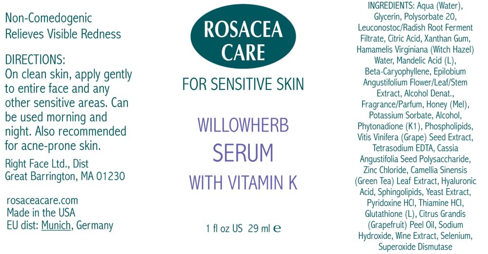 Rosacea Care Serum - reduces visible redness, soothes and calms rosacea while restoring the skin's healthy glow and diminishing the appearance of facial lines. (1 Fl Oz)