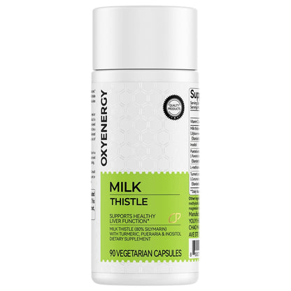 OxyEnergy Silymarin Milk Thistle 300mg Extract with Vitamin C, Inositol & Pueraria, Liver Detox & Repair Support, Antioxidant Support