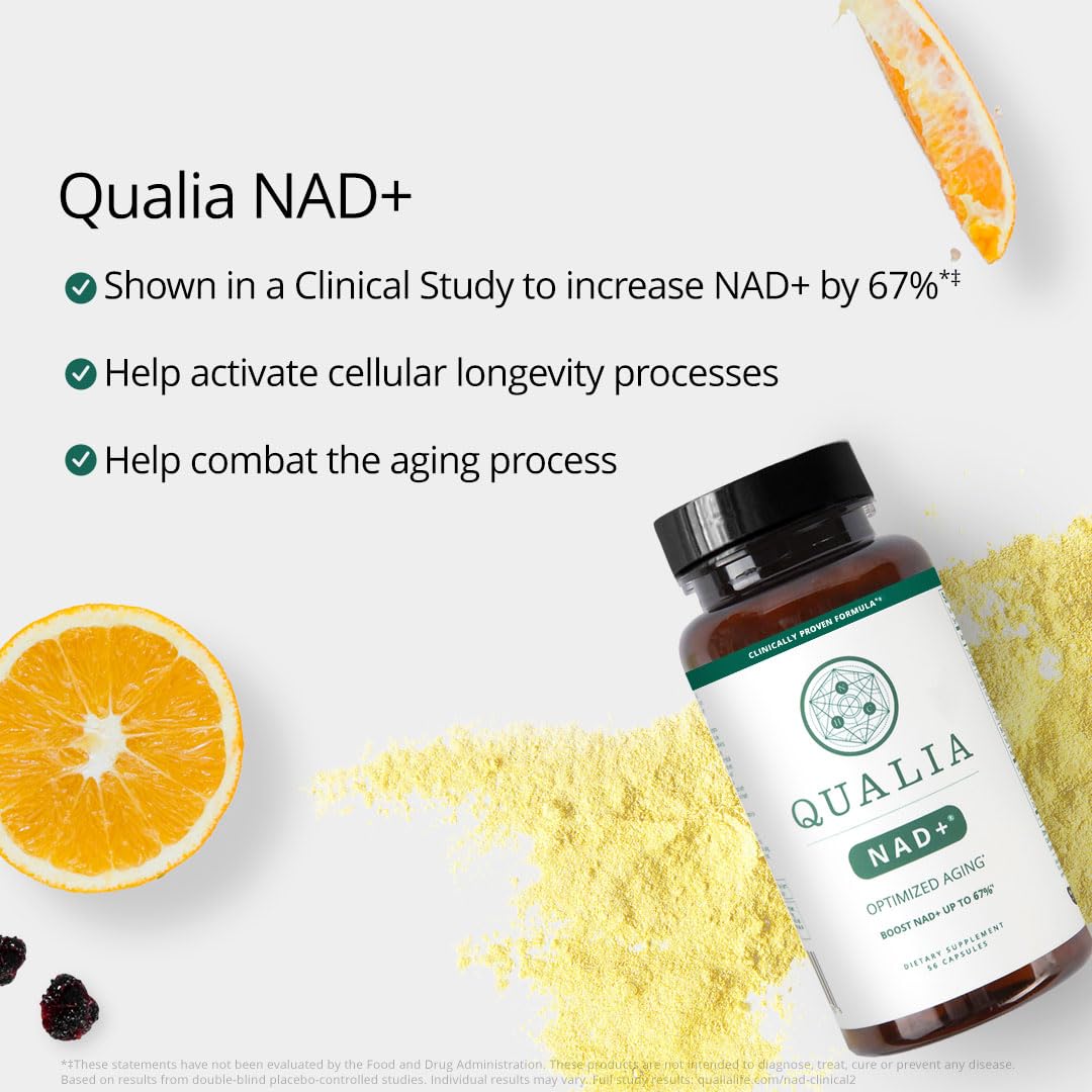 Qualia NAD Supplement — Clinically Proven to Boost NAD+ up to 67%. Optimized Aging, Energy, Focus. Elite Ingredients Nicotinamide Riboside (NIAGEN), Niacin, Niacinamide (1 Month Supply) QUALIA LIFE SCIENCES buy supplements Au