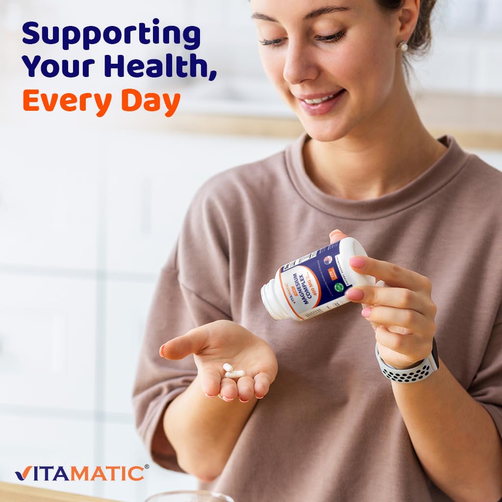 Vitamatic Magnesium Complex, 400mg Elemental MG (as Bisglycinate, Citrate, Taurate, Malate, Aspartate, Oxide, Gluconate, Lysinate Glycinate, Orotate, Succinate) - 120 Capsules per Pack - 2 Pack Vitamatic buy supplements Au