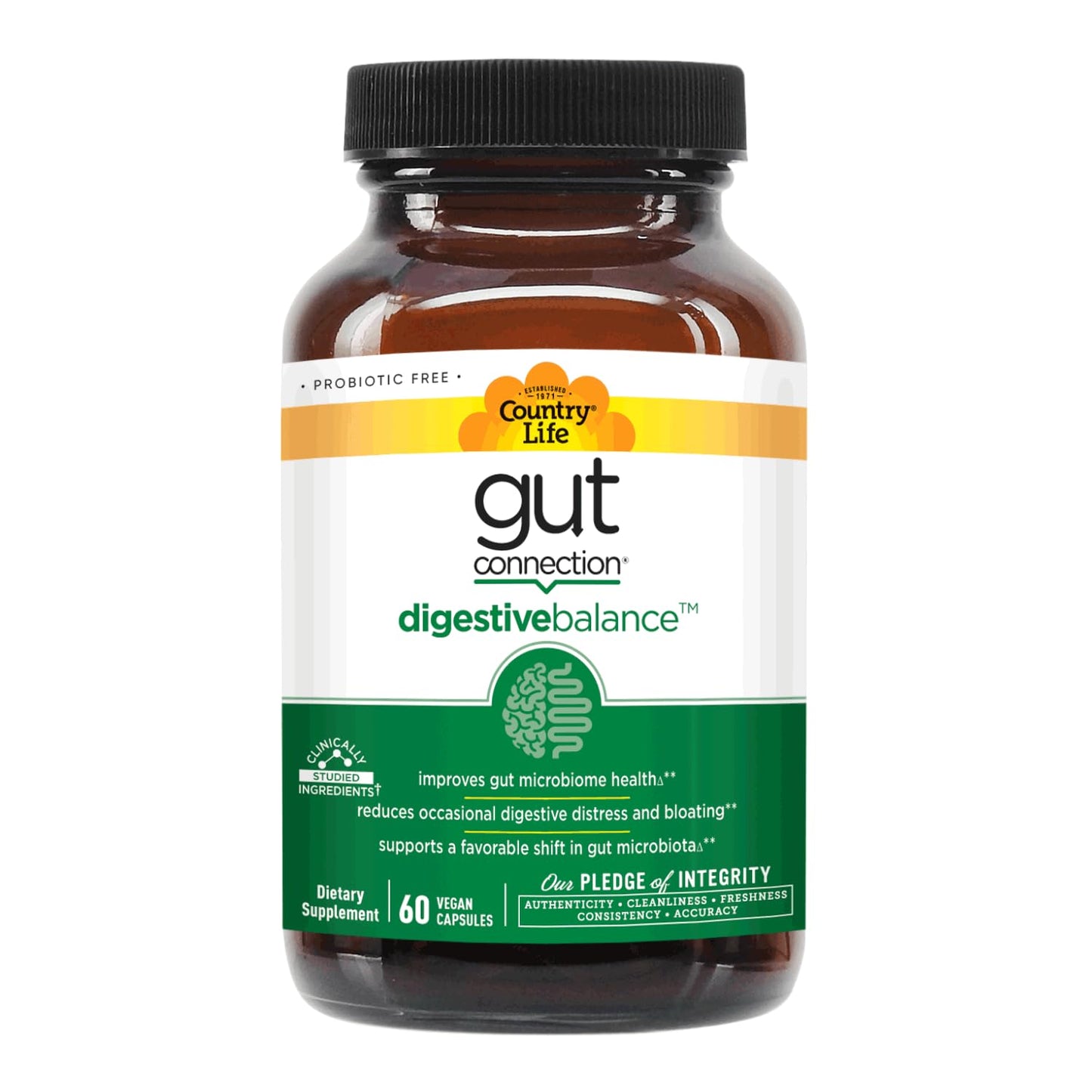 Country Life Gut Connection Digestive Balance – Prebiotic & Digestive Enzyme Supplement for Gut Health, Bloating Relief, and Improved Bowel Movements