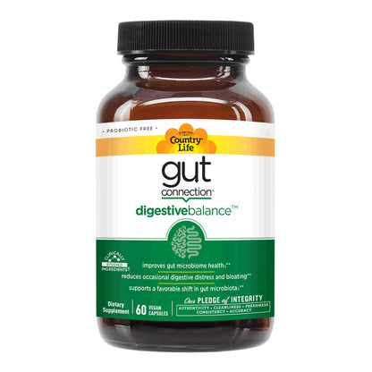 Country Life Gut Connection Digestive Balance – Prebiotic & Digestive Enzyme Supplement for Gut Health, Bloating Relief, and Improved Bowel Movements